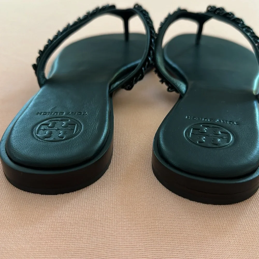 New Tory Burch Leather Sandals. Size 8. Black.